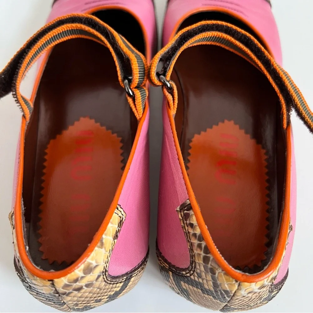 Rare Miu Miu  Vintage Flat Shoes SS1999 Y2K Pink with Snake Accents - EU 36.5 - Picture 7 of 14